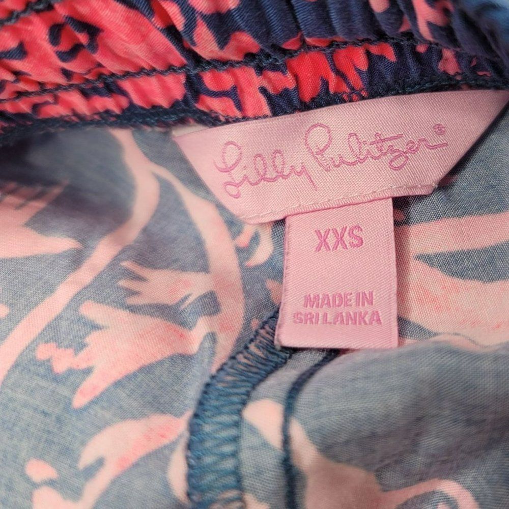 Lilly Pulitizer Shorts Pink Bird Island Hawaiian Elastic Size XXS Mid Rise - Picture 6 of 6